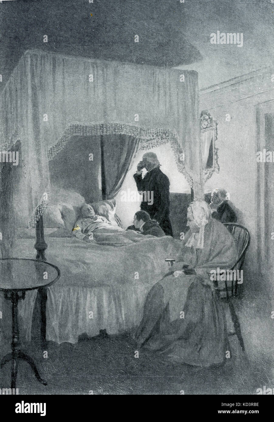 Mort de George Washington à Mount Vernon, 14 décembre 1799. Illustration de Howard Pyle, 1896 Banque D'Images