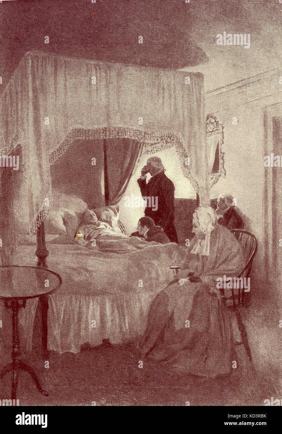 Mort de George Washington à Mount Vernon, 14 décembre 1799. Illustration de Howard Pyle, 1896 Banque D'Images