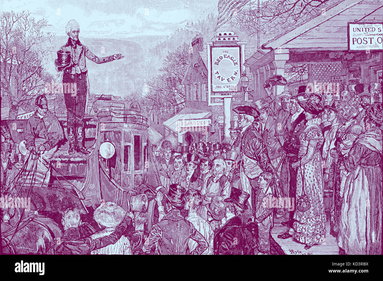 Andrew Jackson en tant que président élu sur son chemin vers Washington, 1829. Septième Président des États-Unis. Illustration de Howard Pyle, 1911 Banque D'Images