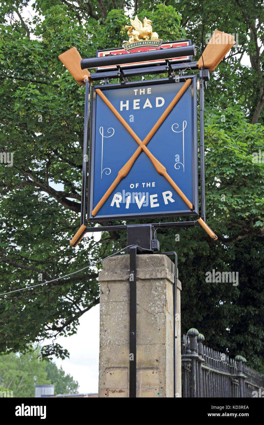 Affiche à l'extérieur de la tête de la rivière public house, Oxford Banque D'Images