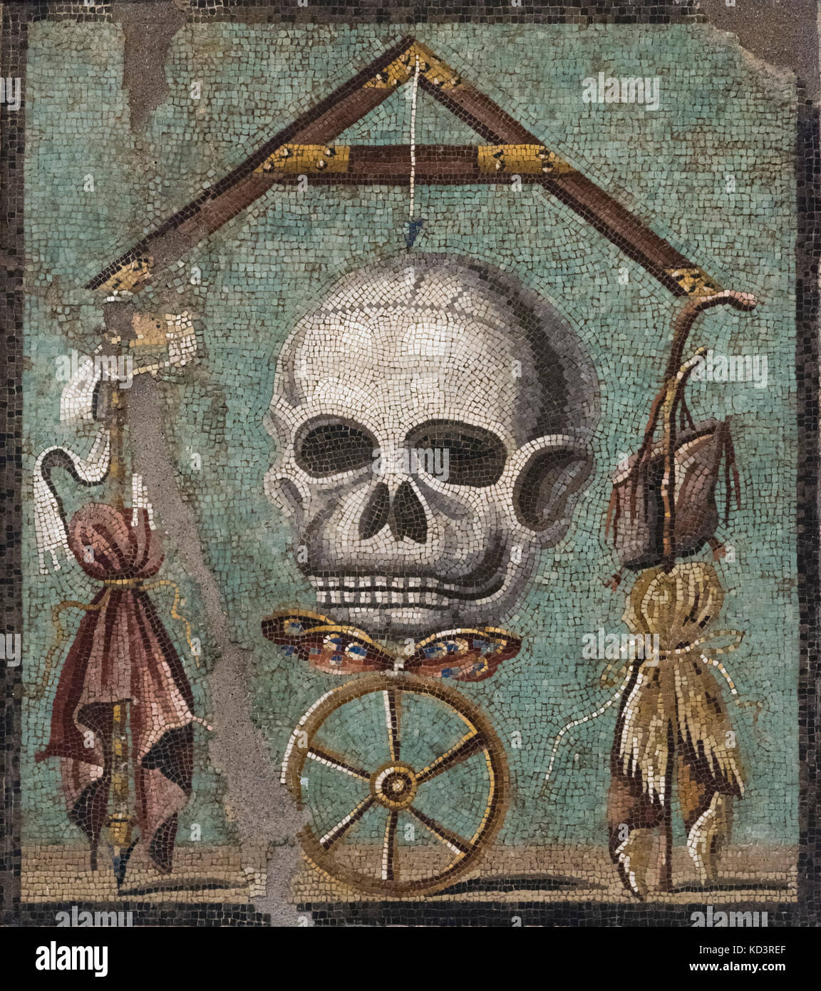 Naples. L'Italie. Mosaïque romaine Memento Mori (Ier siècle avant J.-C.) de Pompéi. Museo Archeologico Nazionale di Napoli. Memento mori (60-40 a.C) Banque D'Images