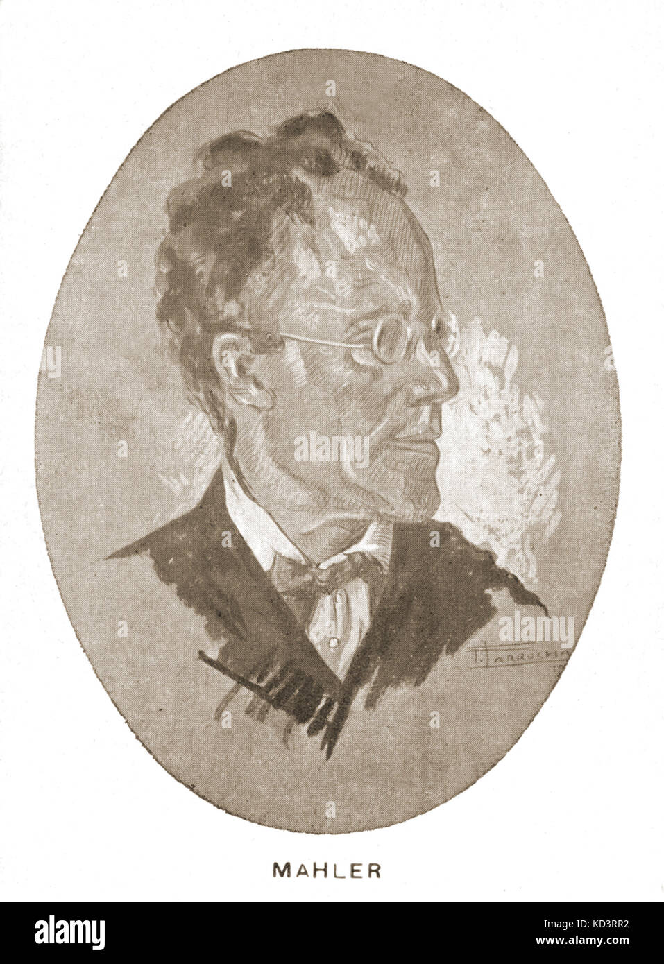 MAHLER, Gustav - portrait par Harrukha compositeur autrichien, 1860-1911 Banque D'Images