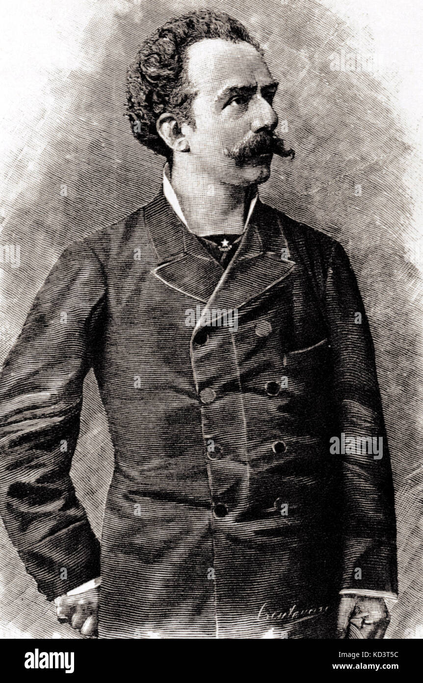 FRANCO FACCIO - portrait, debout. A mené la première performance de Simon Boccanegra de Verdi et Don Carlos. Également compositeur en entière. Chef d'orchestre italien. 1840 - 1891 Banque D'Images