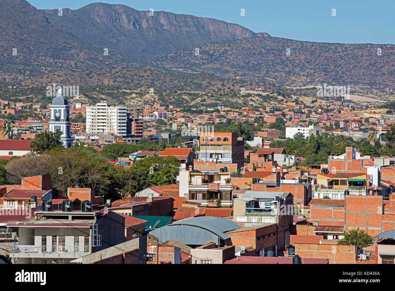 Vue aérienne sur tarija / San Bernardo de la frontera de tarixa, capitale dans le département de Tarija, Cercado, sud de la bolivie Banque D'Images