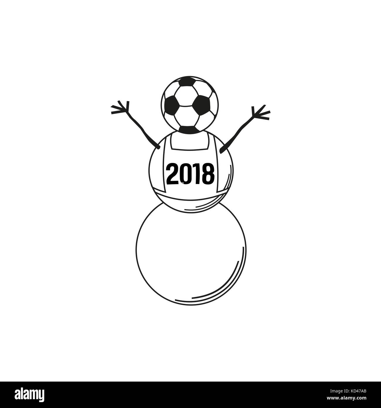 Bonhomme de neige et ballon de football. Illustration de Vecteur