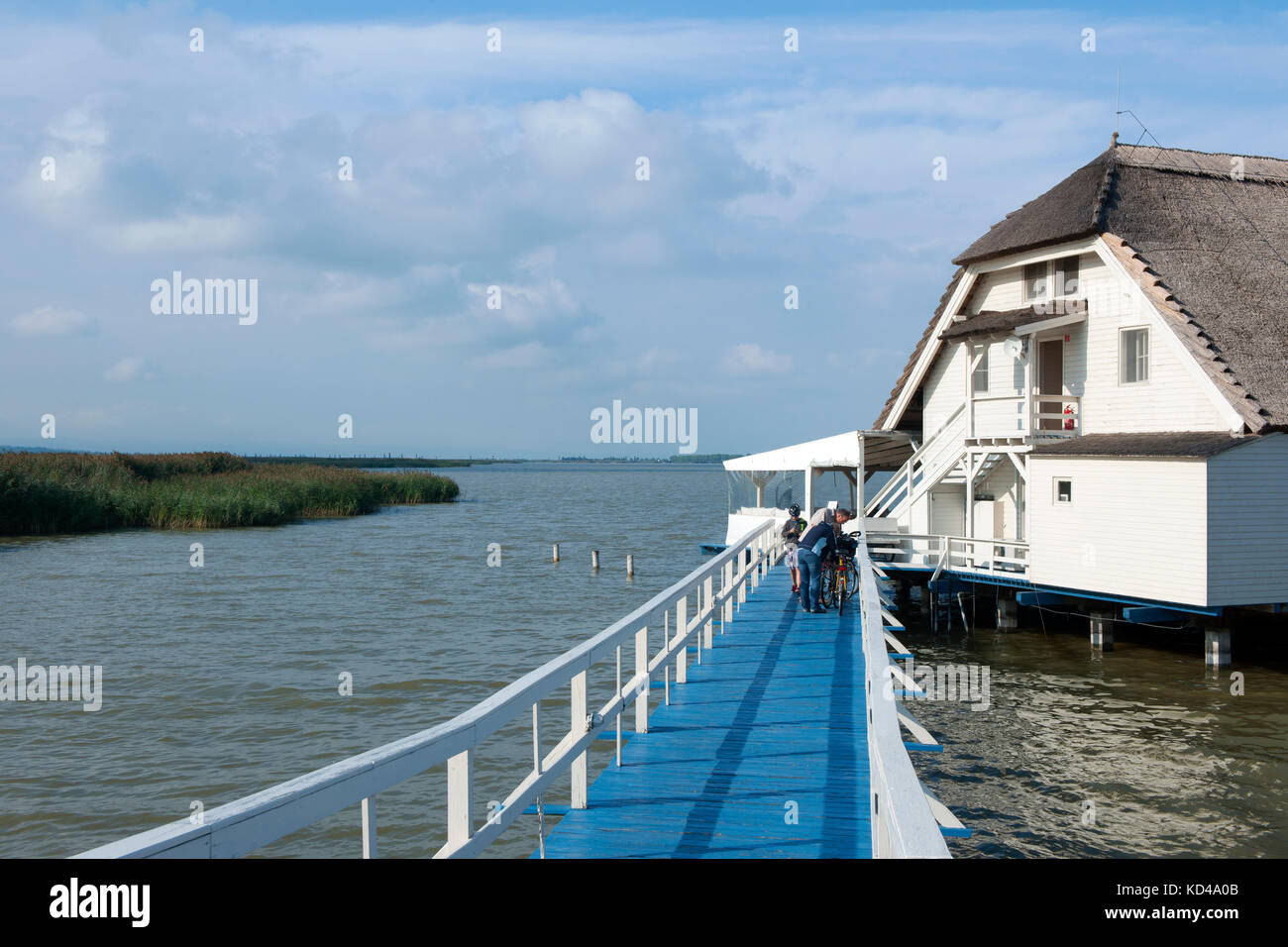 Ungarn, Westungarn Fertörakos Kroisbach), (am Neusiedler See, Restaurant Raspi am Ende der Mole Banque D'Images