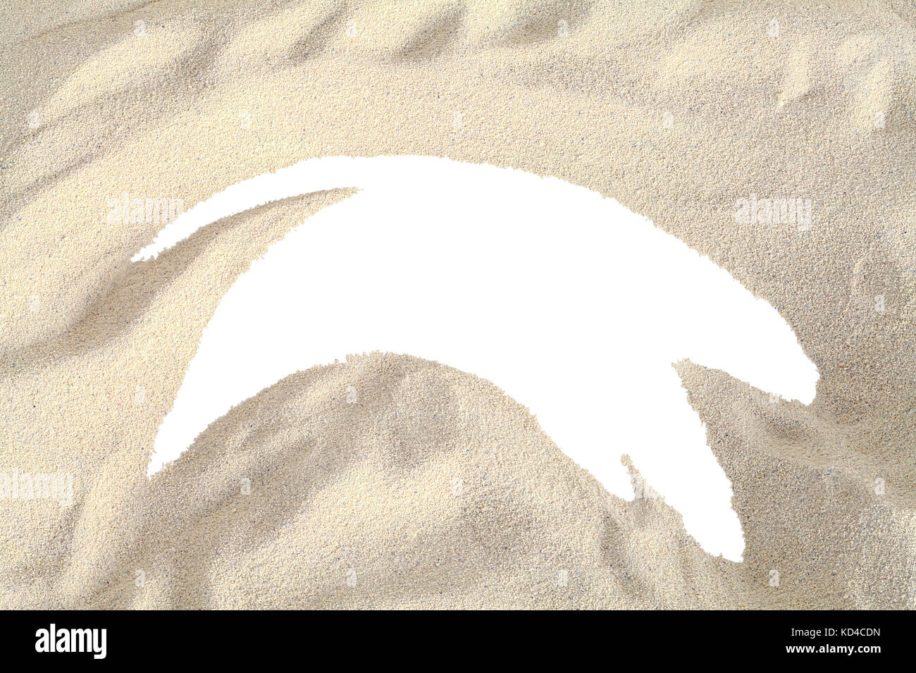 Plage de sable avec swoosh copie espace découper sur blanc. Banque D'Images