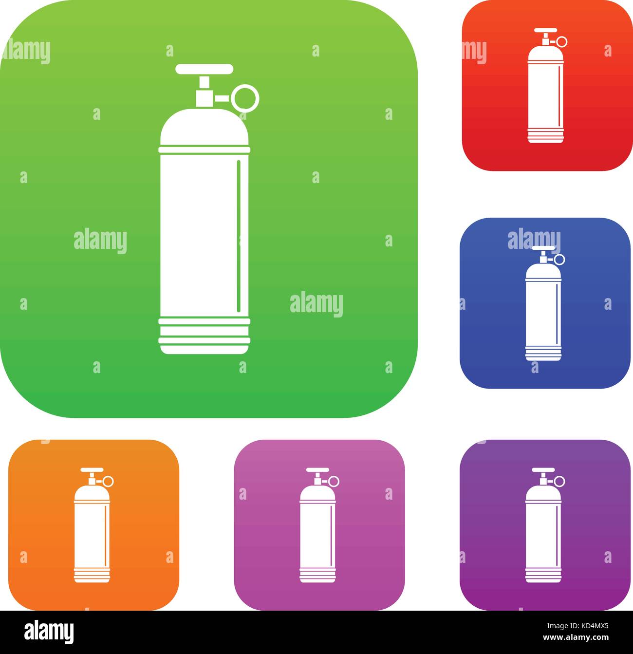 Ensemble de conteneurs de gaz comprimé collection couleur Illustration de Vecteur