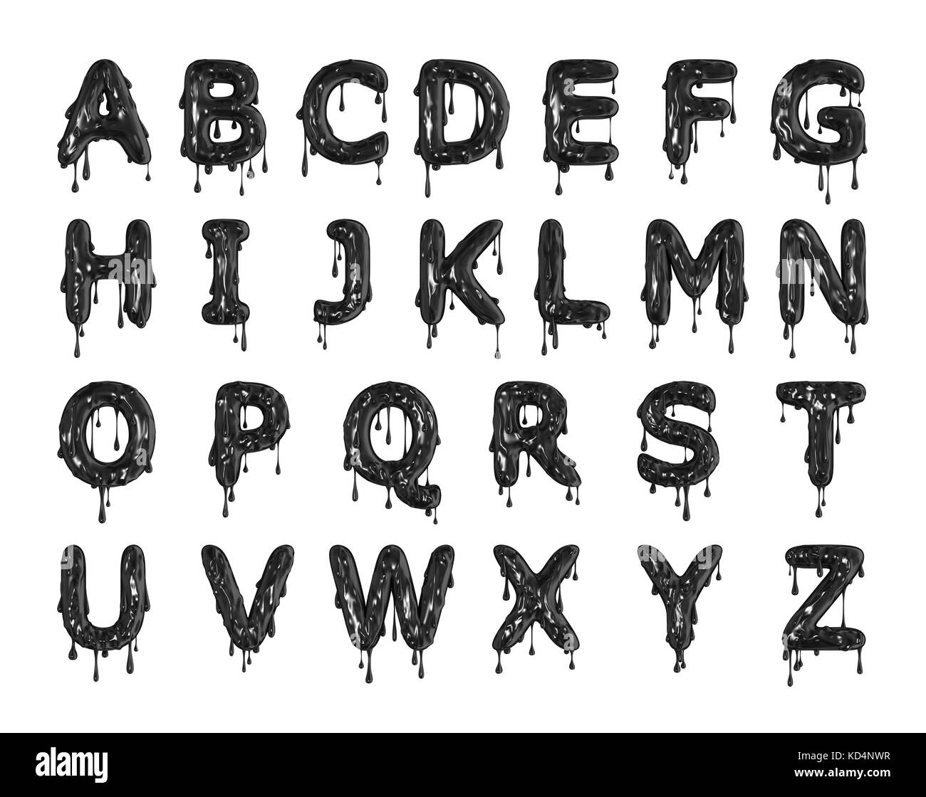 Slime dégoulinant noir lettres alphabet halloween. Le rendu 3D Photo