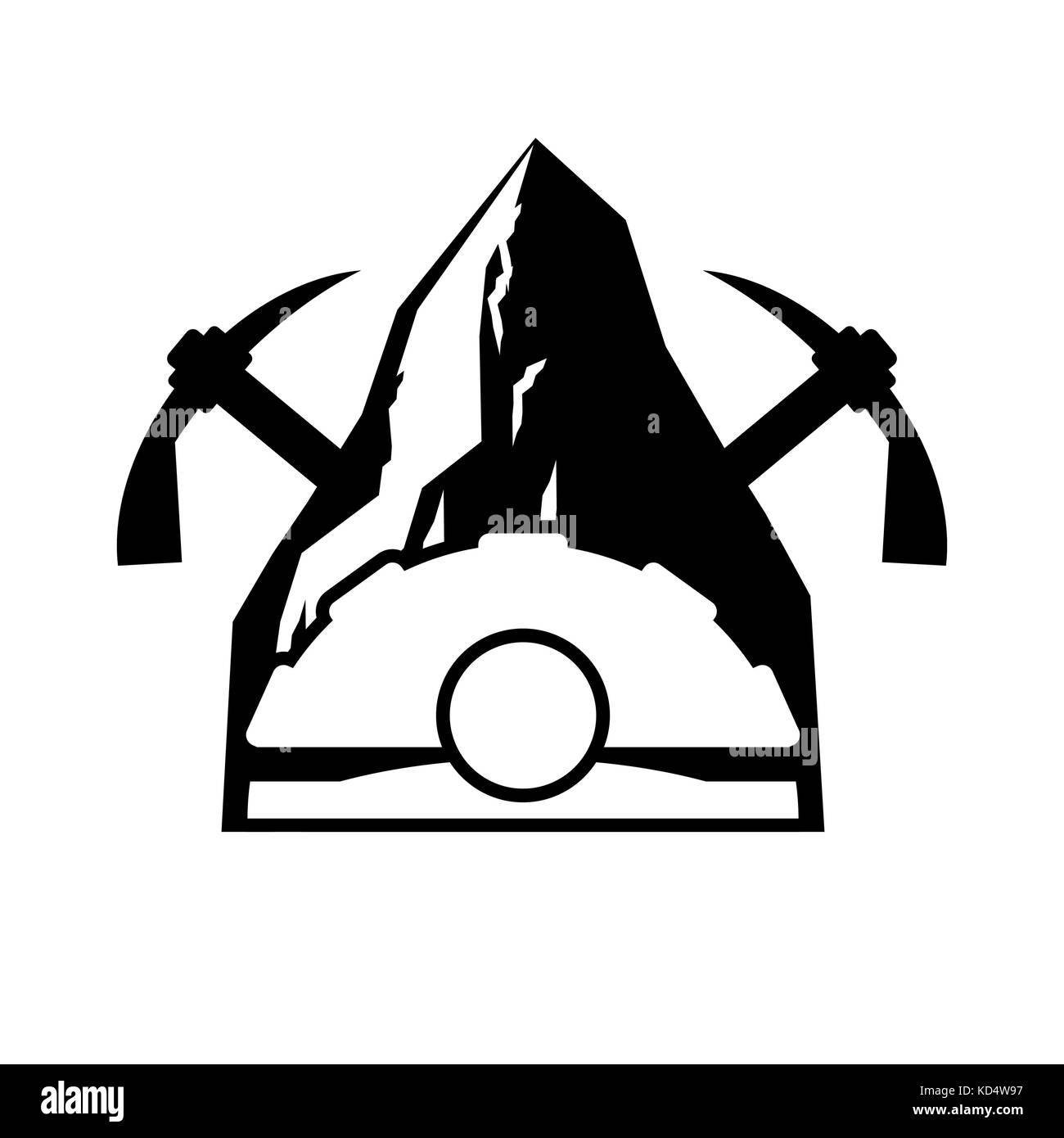 Logo emblème de l'exploitation minière. meiner. casque et d'une pioche et de charbon rock. vector illustration Illustration de Vecteur