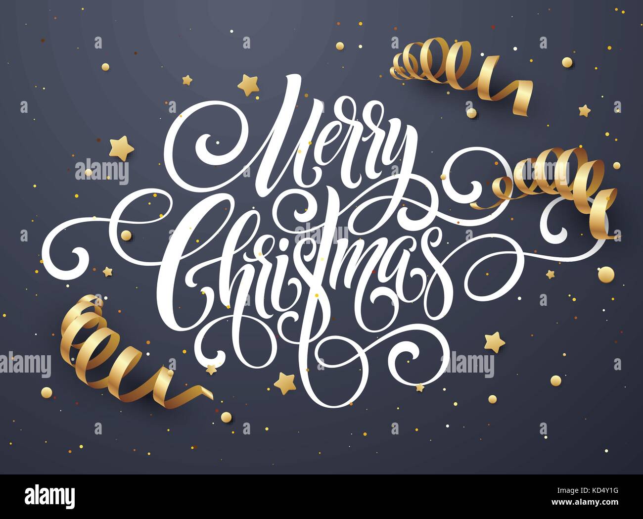 Joyeux Noel Script Ecriture Noel Arriere Plan De Felicitations Lettrage Avec Banderoles Confettis Vector Illustration Image Vectorielle Stock Alamy