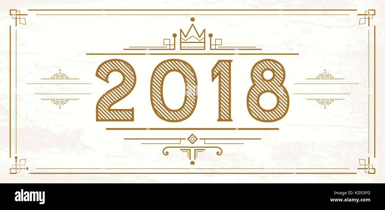 Retro 2018 numéros. nouveau logo de l'année. vector illustration. Illustration de Vecteur