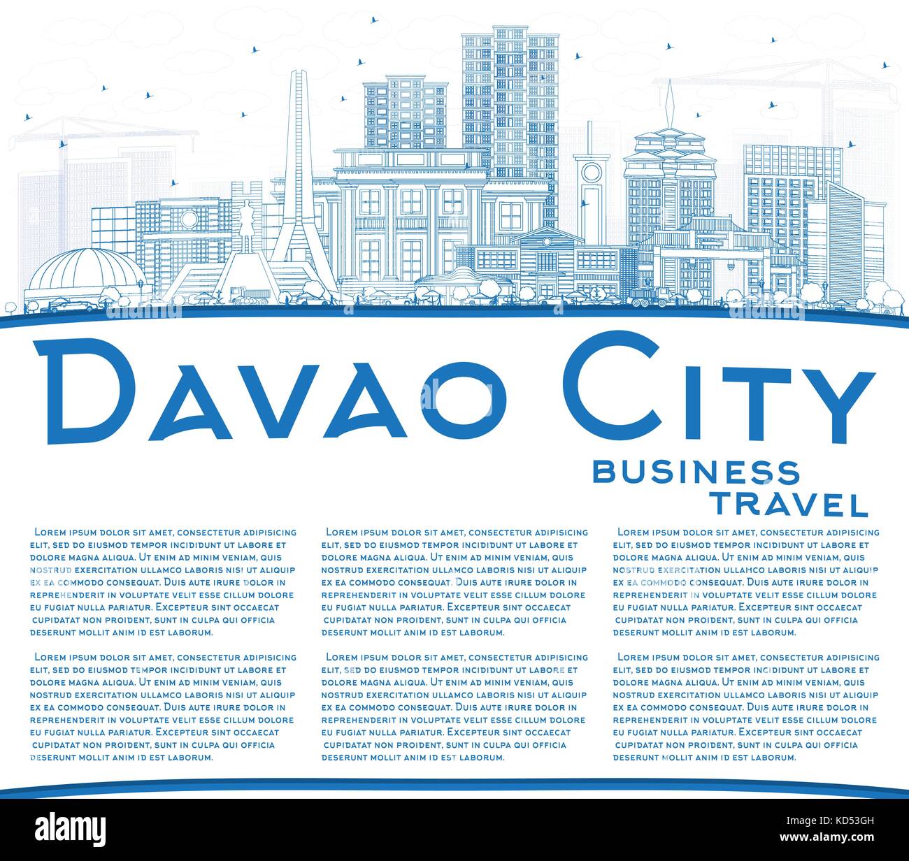 Décrire la ville de Davao philippines skyline avec bâtiments bleu et copier l'espace. vector illustration. Les voyages d'affaires et tourisme illustration Illustration de Vecteur