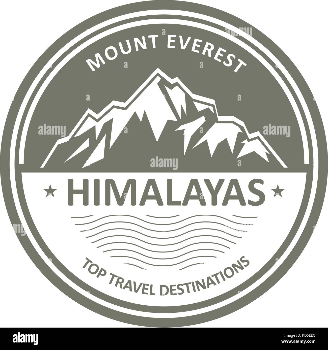 La montagne enneigée de l'himalaya - everest étiquette ou stamp Illustration de Vecteur