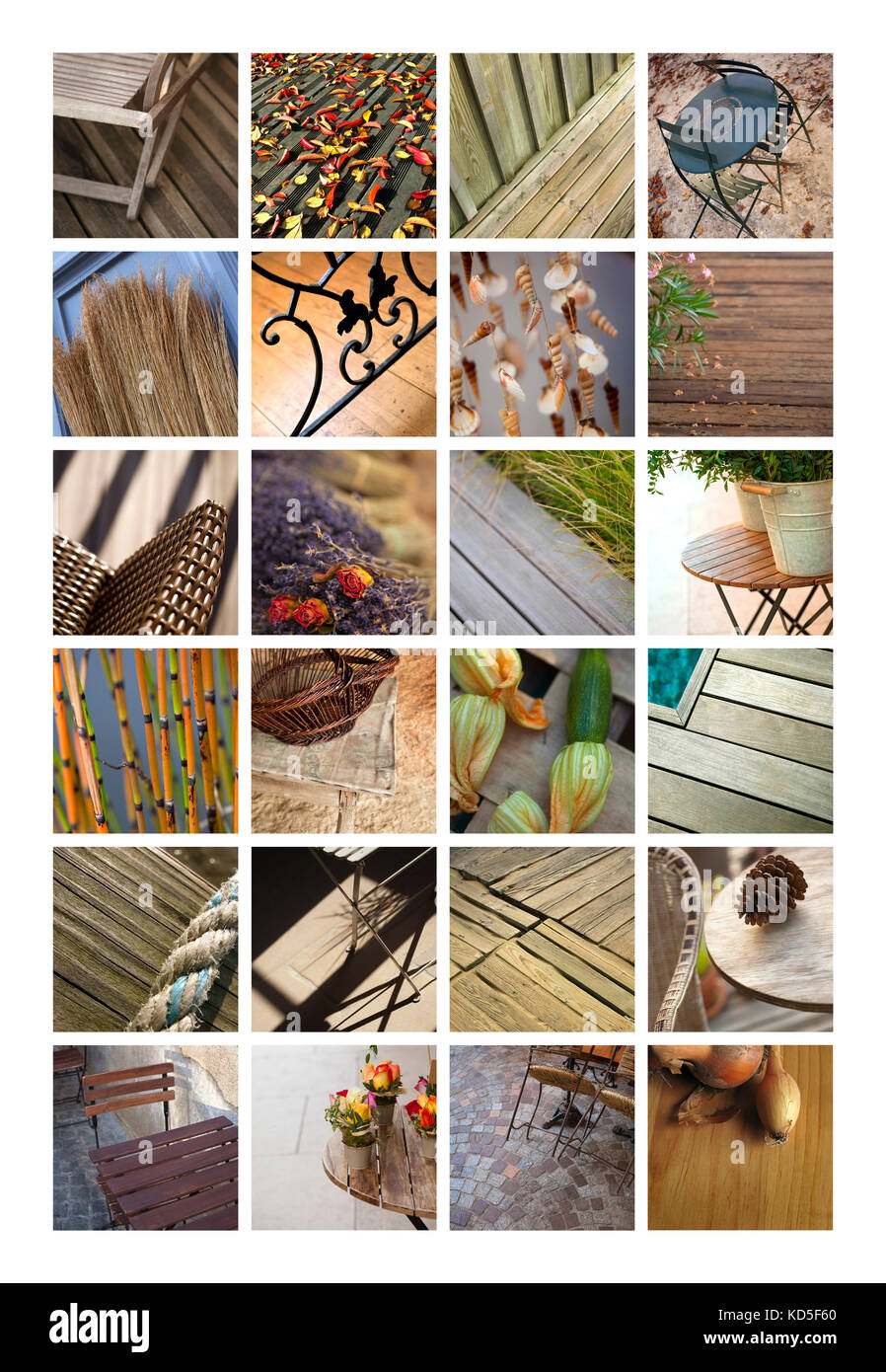 Terrasse et meubles de jardin sur un collage Banque D'Images