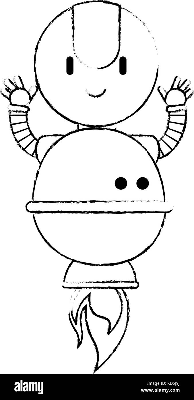 Robot électronique avec feu flamme Illustration de Vecteur