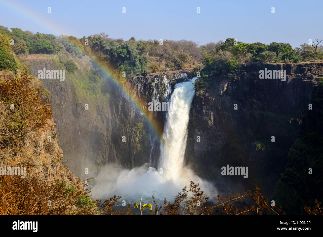 Devil's Cataract à Victoria Falls ou Mosi-oa-Tunya (la fumée qui tonne), Zimbabwe, Afrique du Sud Banque D'Images