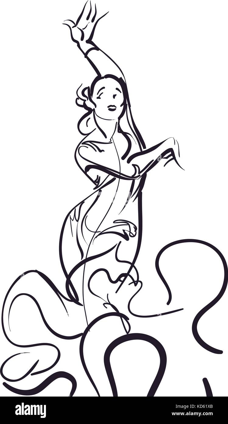 En danseuse de flamenco posent impressionnant expressif Illustration de Vecteur