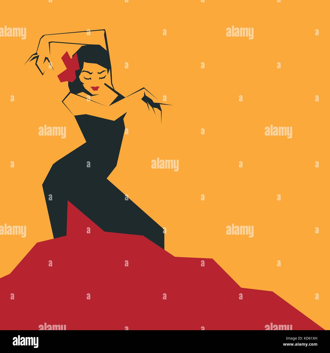 En danseuse de flamenco impressionnant expressive. posent laconique minimaliste Illustration de Vecteur