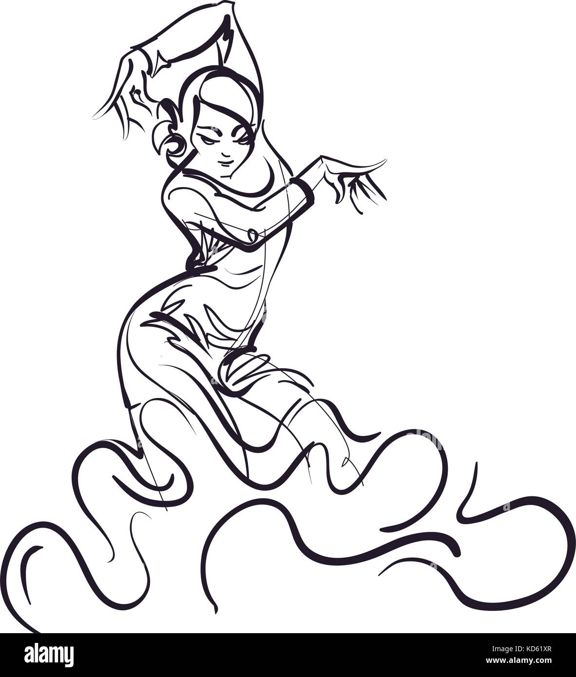 En danseuse de flamenco posent impressionnant expressif Illustration de Vecteur