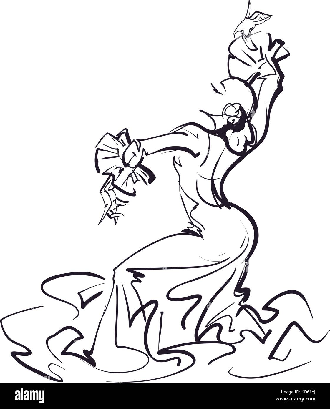 En danseuse de flamenco posent impressionnant expressif Illustration de Vecteur