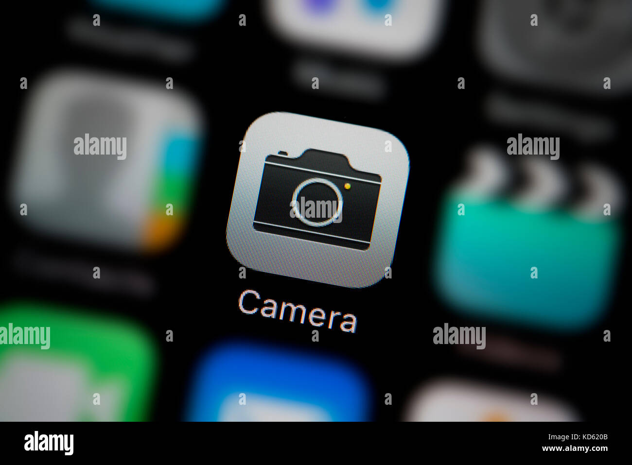 Un gros plan de l'app Appareil photo, comme on le voit sur l'écran d'un iPhone d'Apple (usage éditorial uniquement) Banque D'Images