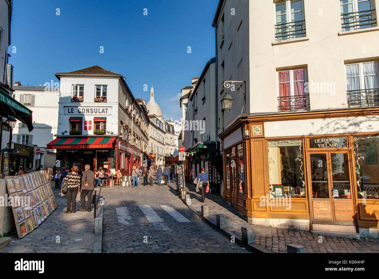 Paris (France) : 'rue Norvins' street sur la Butte Montmartre, à Paris 18ème arrondissement / quartier (non disponible pour la production de cartes postales) Banque D'Images