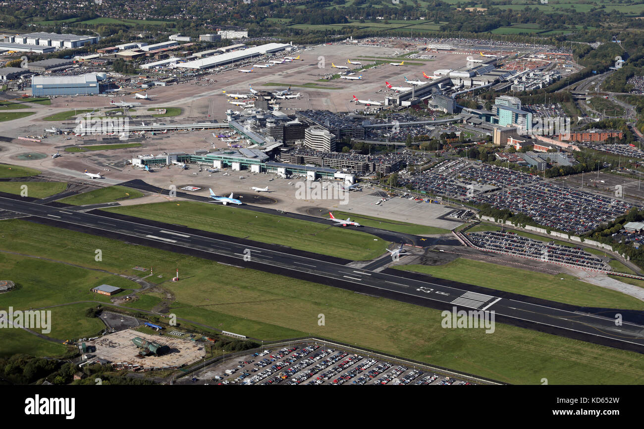 Vue aérienne de l'aéroport de Manchester Banque D'Images