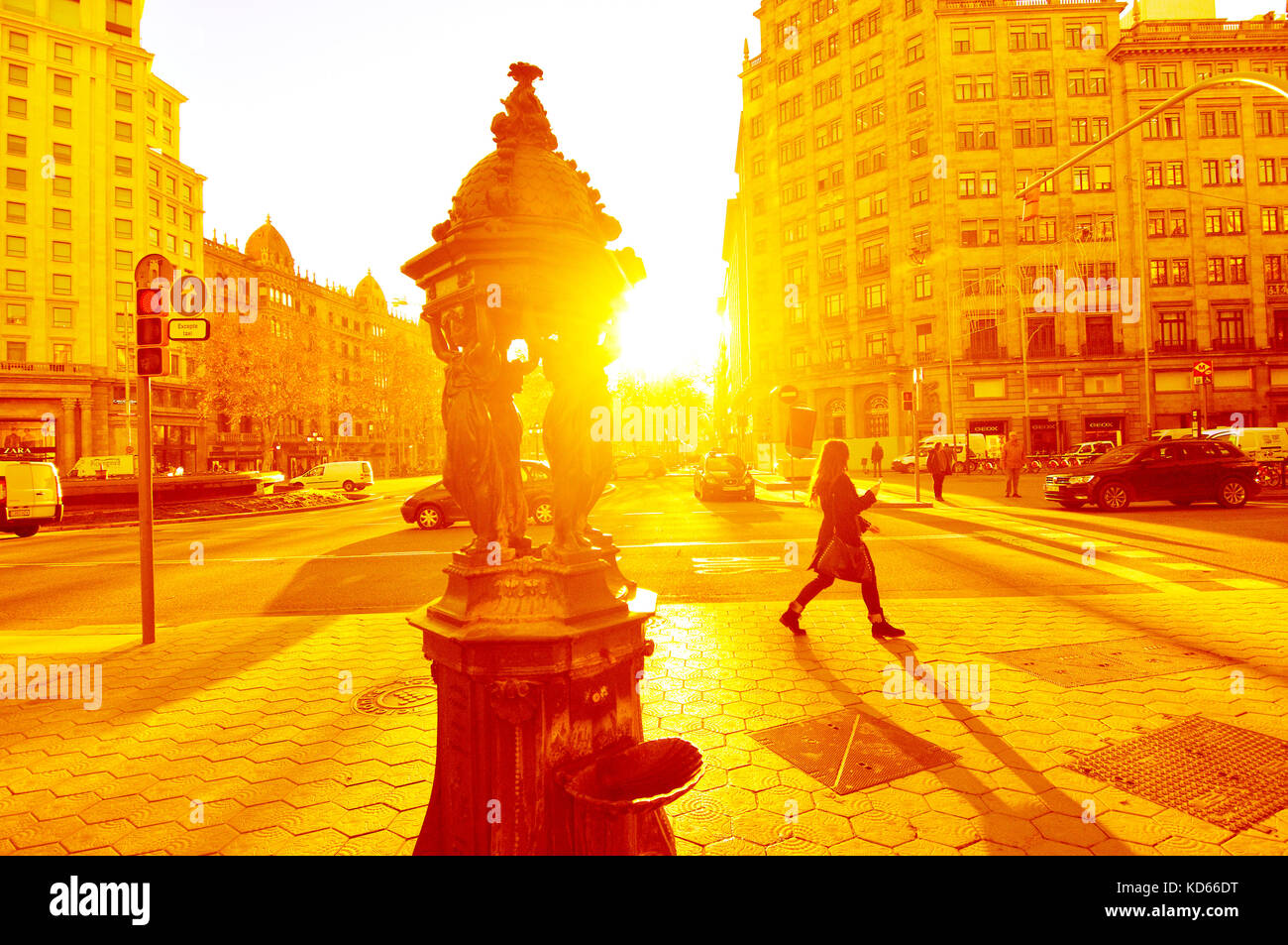 Fontaine wallace. conçu par Charles-auguste lebourg. de Barcelone, Catalogne, espagne. Banque D'Images
