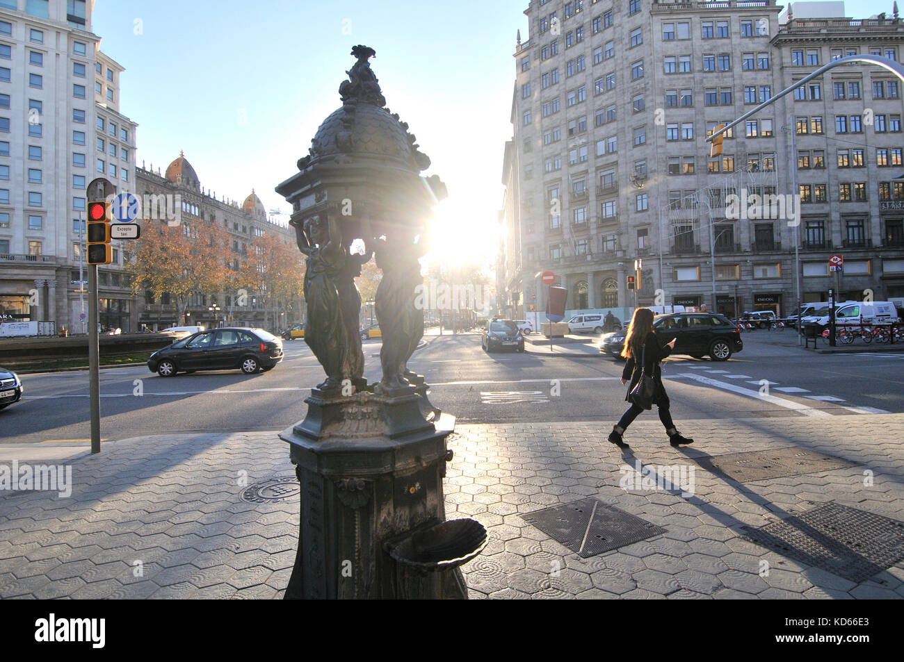 Fontaine wallace. conçu par Charles-auguste lebourg. de Barcelone, Catalogne, espagne. Banque D'Images