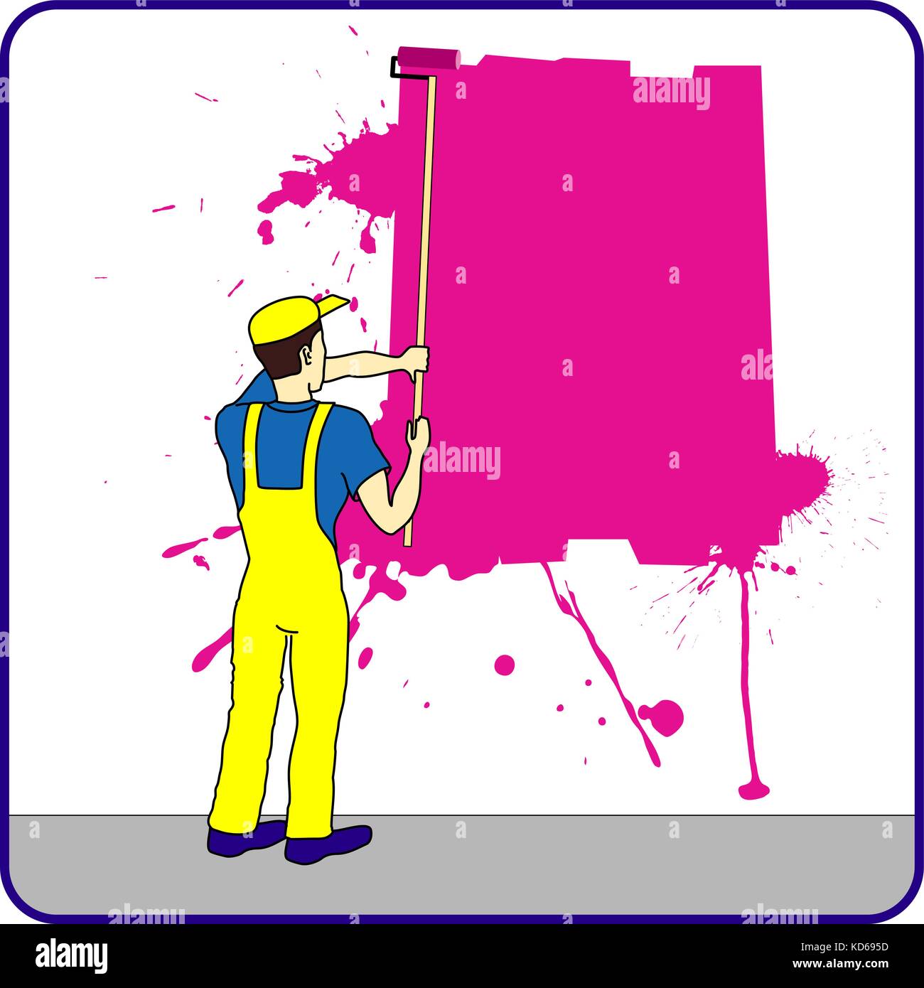 Travailleur de la construction à l'endroit sur le mur pour vôtre text Illustration de Vecteur