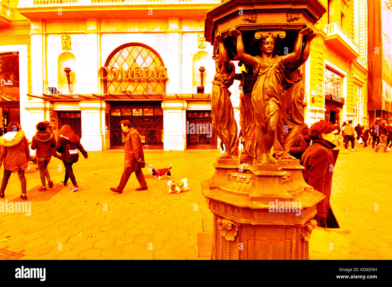 Fontaine wallace. conçu par Charles-auguste lebourg. de Barcelone, Catalogne, espagne. Banque D'Images