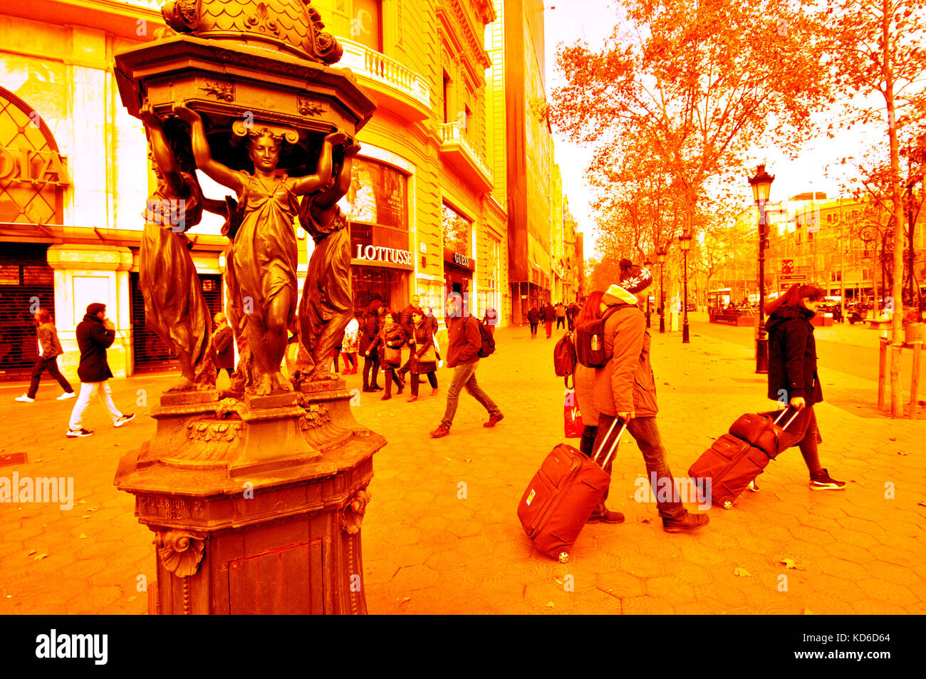 Fontaine wallace. conçu par Charles-auguste lebourg. de Barcelone, Catalogne, espagne. Banque D'Images