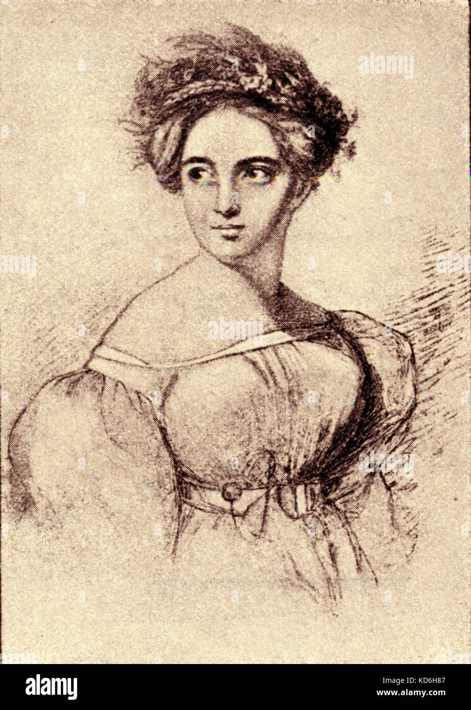 Fanny Hensel (née Mendelssohn) portrait. Soeur de Felix Mendelssohn, le compositeur allemand. F.Mendelssohn : compositeur allemand, 1809-1847 Banque D'Images