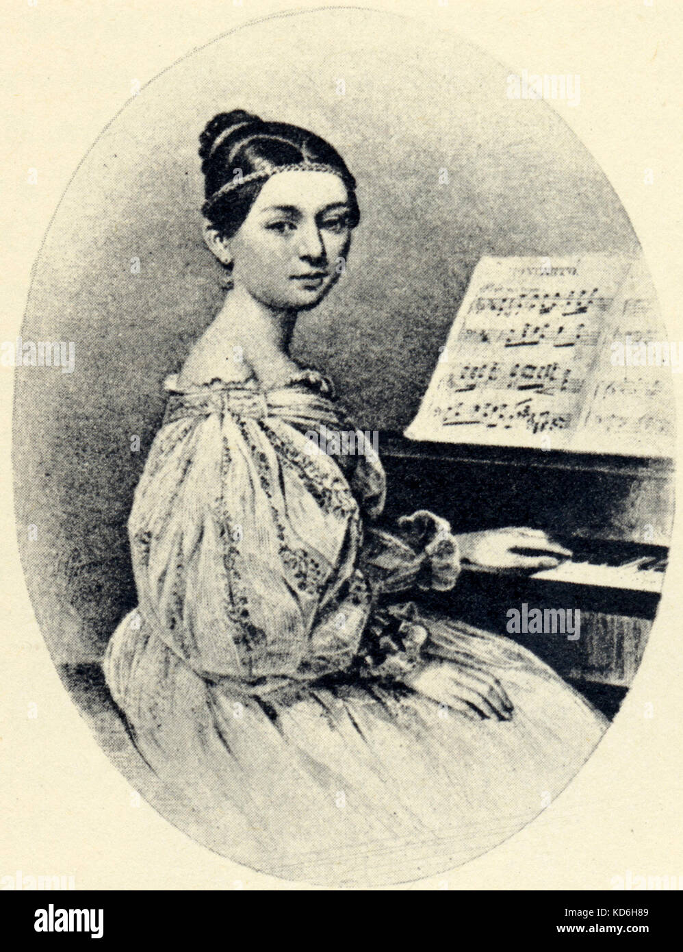 (Clara Wieck Schumann) avant qu'elle a été marié 15 ans -au piano. Lithographie de F. Giere. Pianiste et compositeur allemand, 1819-1896), épouse du compositeur Robert Schumann. Banque D'Images