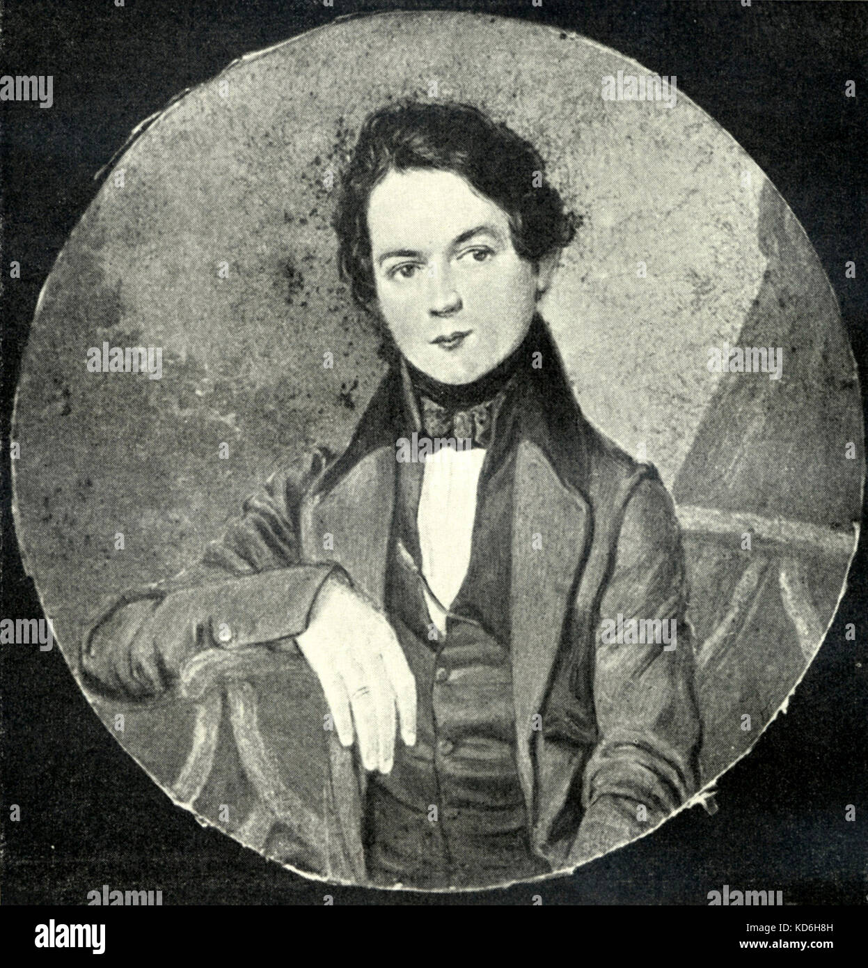 Robert Schumann comme un jeune homme en 1830 portrait miniature . Compositeur allemand, 1810-1856. Banque D'Images