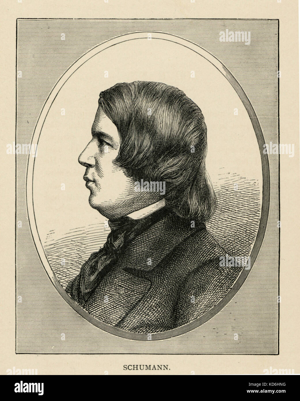 Robert Schumann, portrait de lui dans le profil. Compositeur allemand, 1810-1856 Banque D'Images