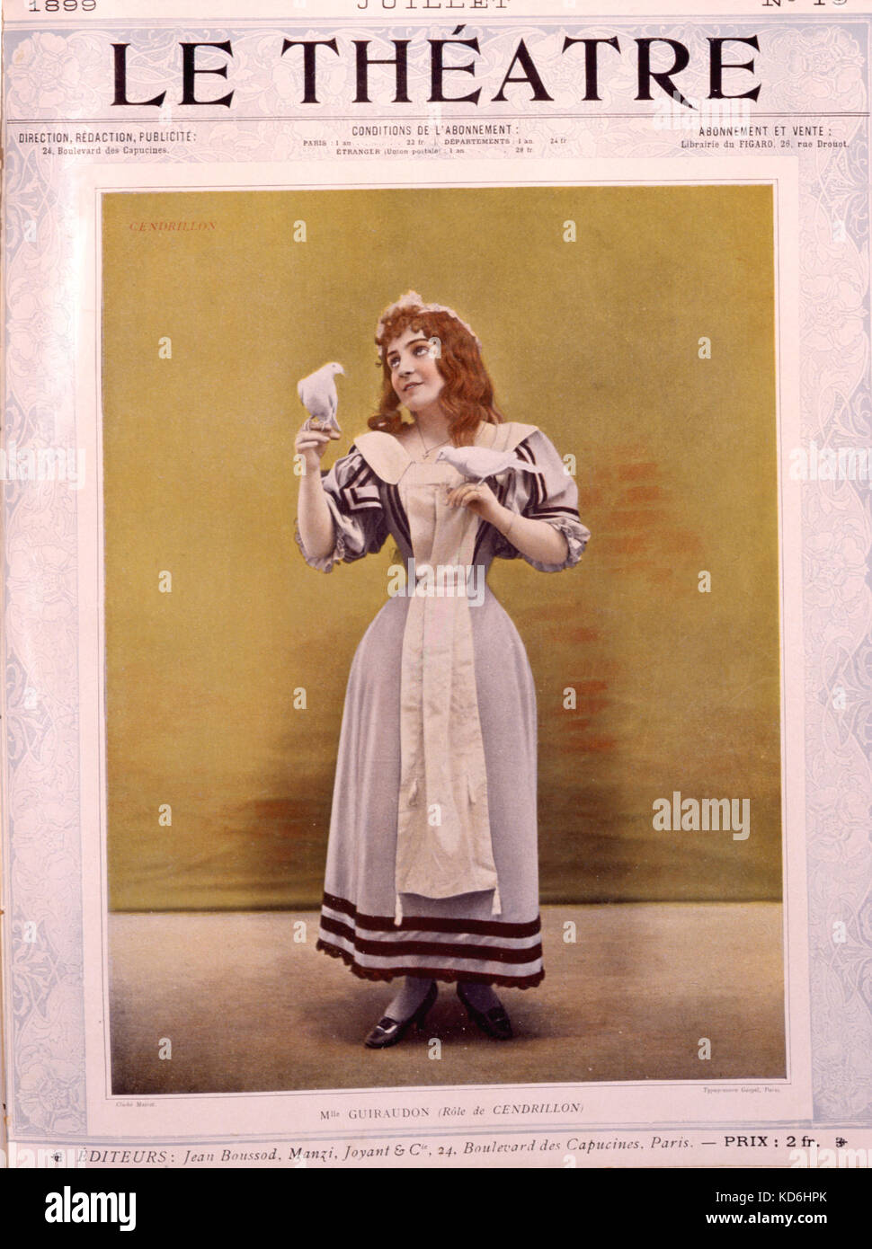 "Cendrillon" (Cendrillon) création de Massenet en 1899 au Théâtre National de l'Opera-Comique, Paris, avec Mlle Guiraudon, dans le rôle titre. Le Théâtre, 1899. Banque D'Images