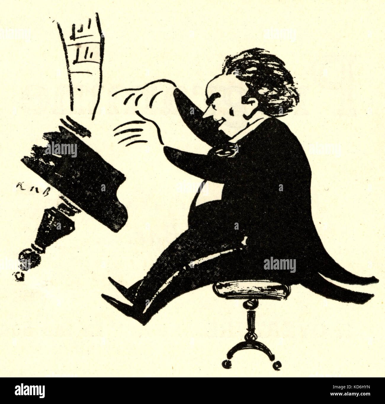 Le 2 avril 1924 dessin pianiste, Manchester programme de concert. Banque D'Images