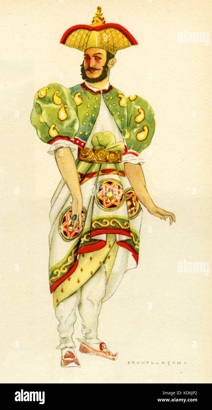 Georges Bizet Les Pêcheurs de perles '', 'Les pecheurs de perles' costume d'opéra conçu par Umberto Brunelleschi (1879 - 1949) pour théâtre La Scala de Milan. Banque D'Images