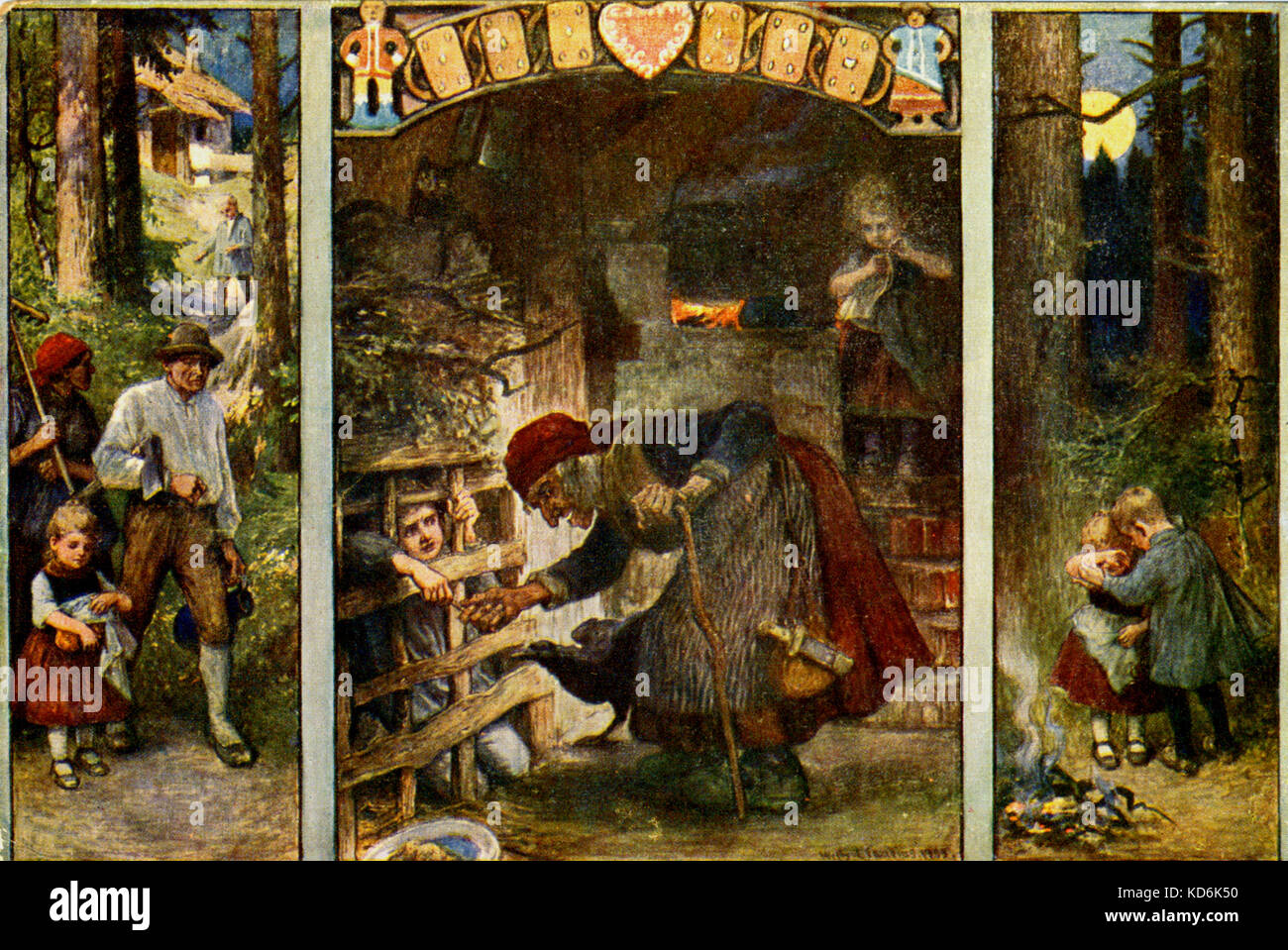 "Hänsel und Gretel", illustration pour le conte de Grimm. Aussi un opéra de Wagner. Compositeur allemand, 1854-1921. Banque D'Images