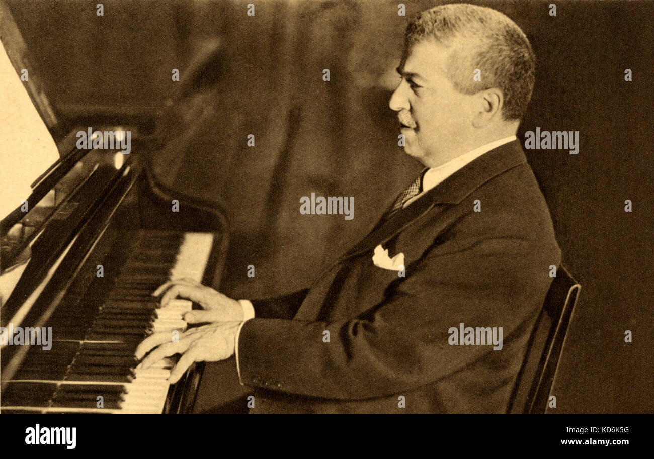 Arthur Schnabel au piano. Pianiste et compositeur autrichien, 1882-1951.  Carte postale publicitaire Electrola records (Allemagne Photo Stock - Alamy