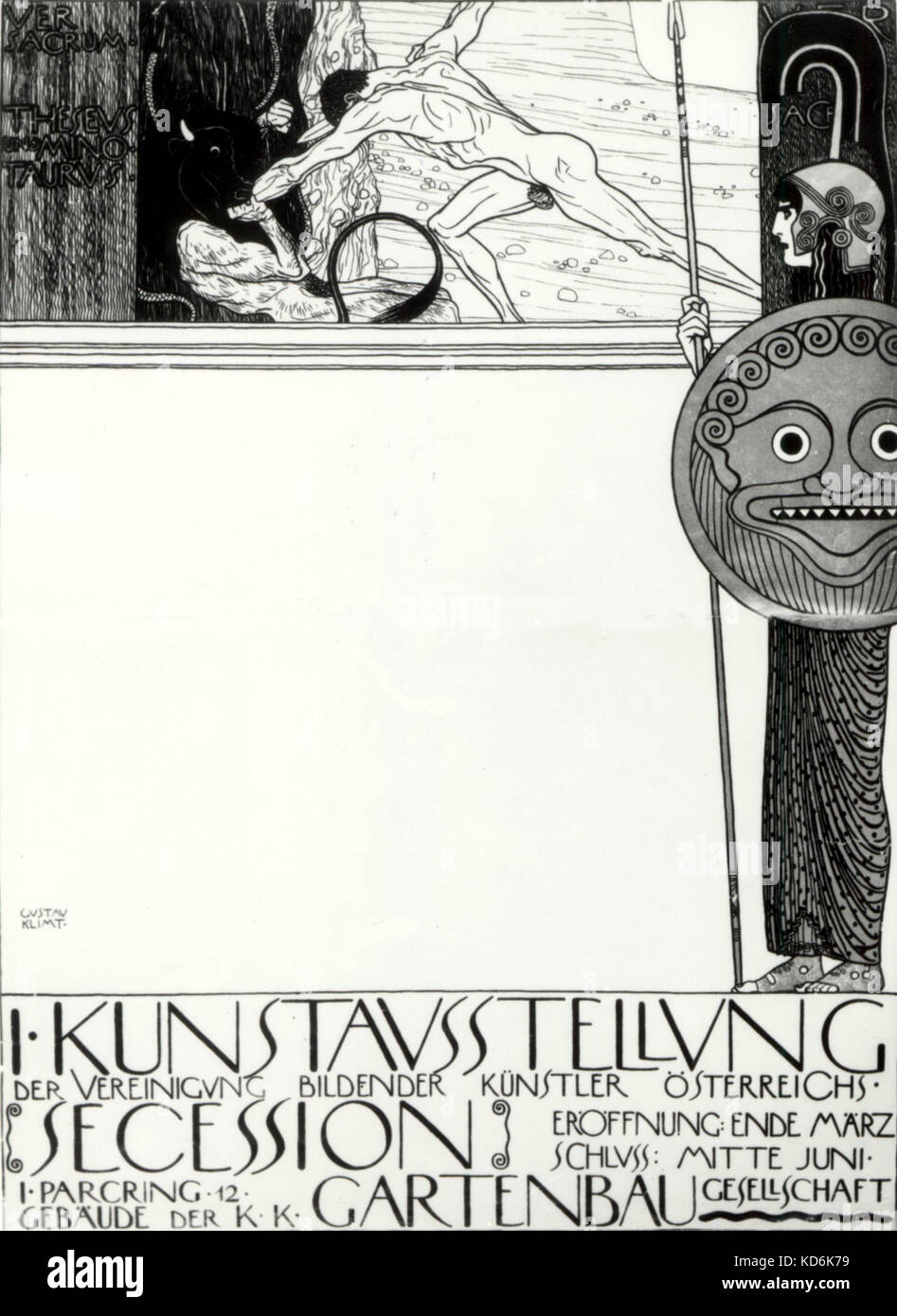 Affiche pour la 1ère exposition de la Sécession viennoise Klimt 1898. Musée autrichien des Arts Appliqués, 14 juillet 1862 GK - Février 6, 1918 Banque D'Images