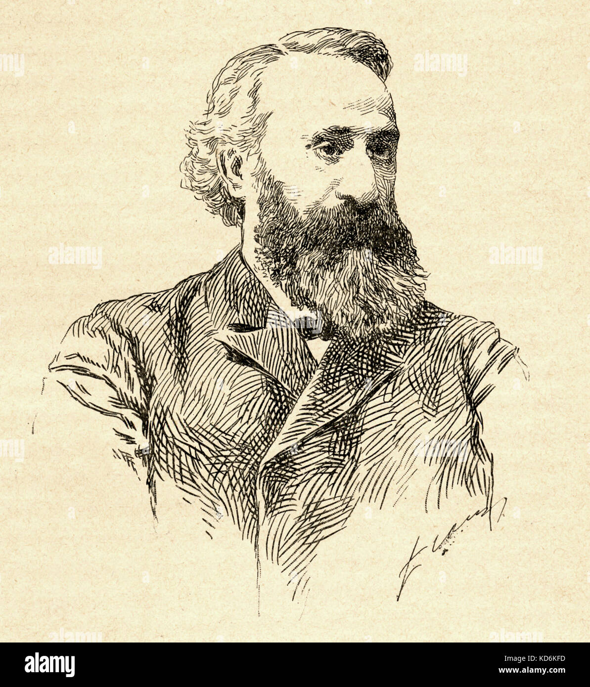 Karl Davidov. Portrait. Le violoncelliste et compositeur russe. 15 mars 1838 - 26 février 1889. Le schéma. Banque D'Images
