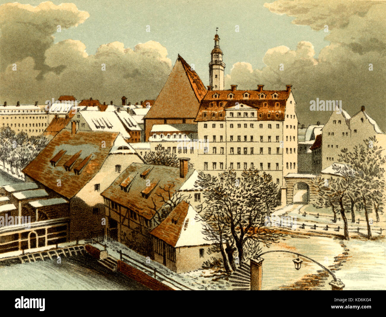 Js Bach A Leipzig Thomasschule Esquisses Par Felix Mendelssohn La Vue Est De La Maison Dans Laquelle Vivait Mendelssohn En 1842 Et En 1839 Photo Stock Alamy