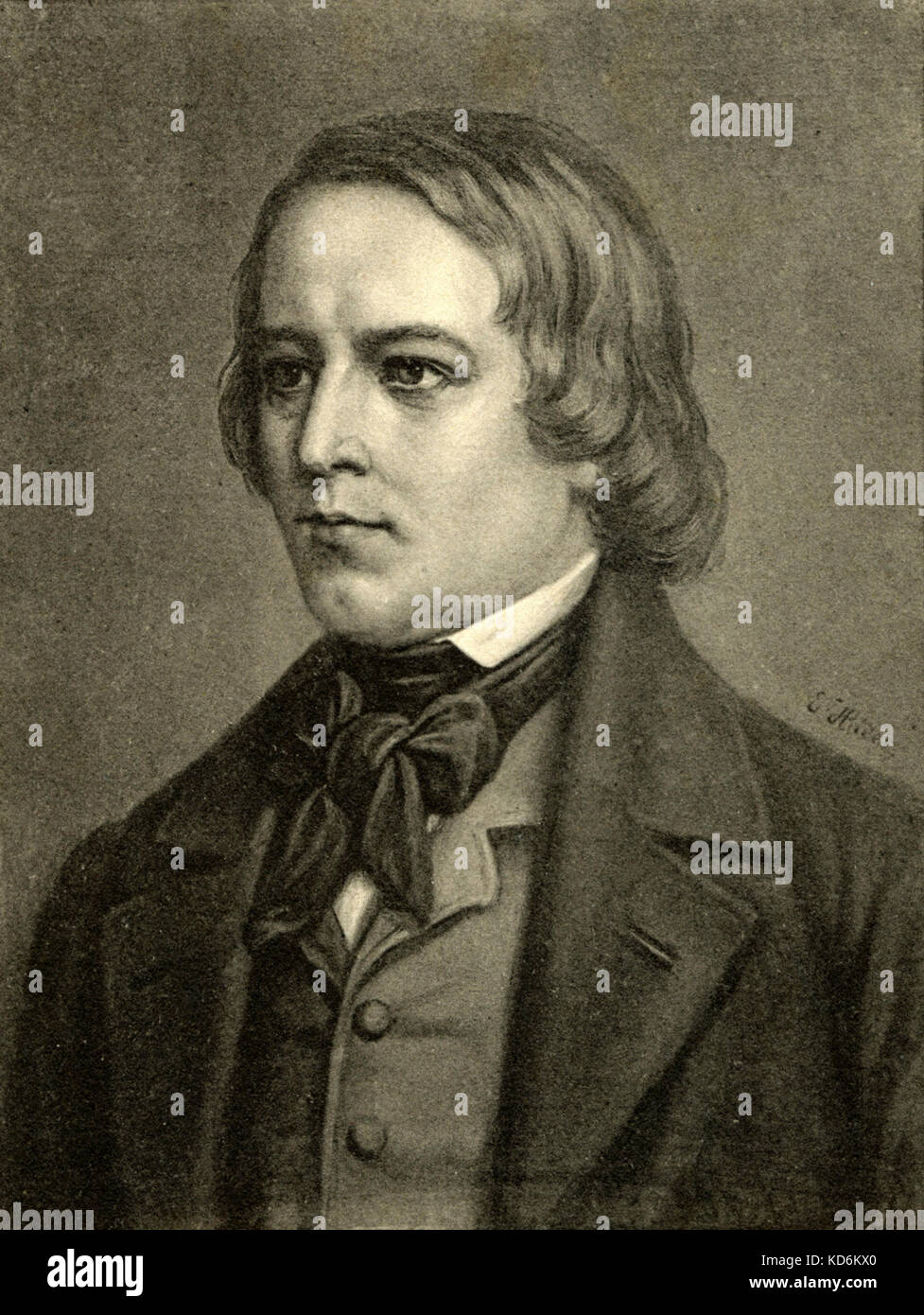 Robert Schumann - portrait. Compositeur allemand, 1810-1856 Carte postale Banque D'Images