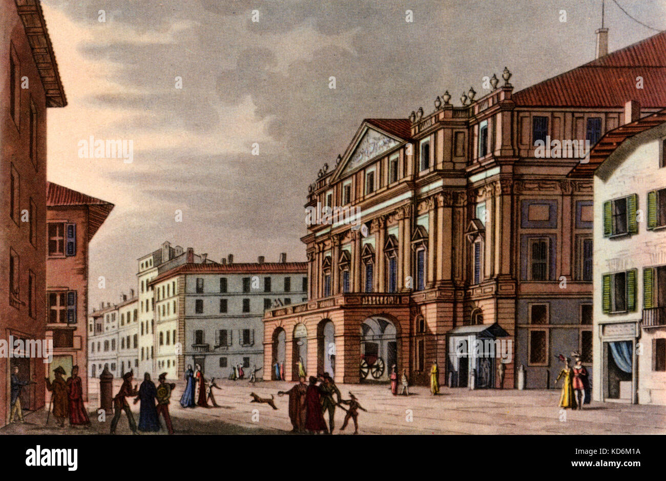 Extérieur de La Scala datant de 1810. Il ouvre ses portes le 3 août 1778 avec l'Europa Riconosciuta de Salieri. Banque D'Images