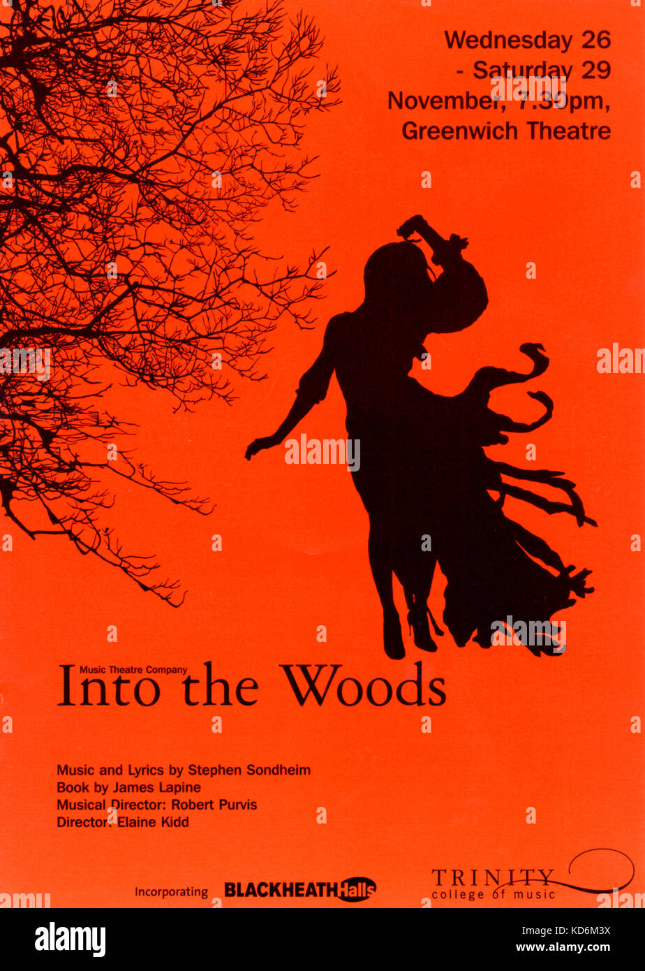 Stephen Sondheim ( compositeur et parolier américain 22 mars 1930- ) encore de ' ' dans le bois produit par le Trinity College of Music à Greenwich Theatre 2003. Réservez par James Lapine. Banque D'Images