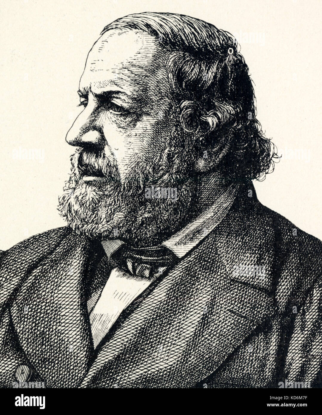 Hiller,F portrait ovale à Ferdinand Hiller. Pianiste allemand, chef d'orchestre et compositeur. 1811-1885 Banque D'Images