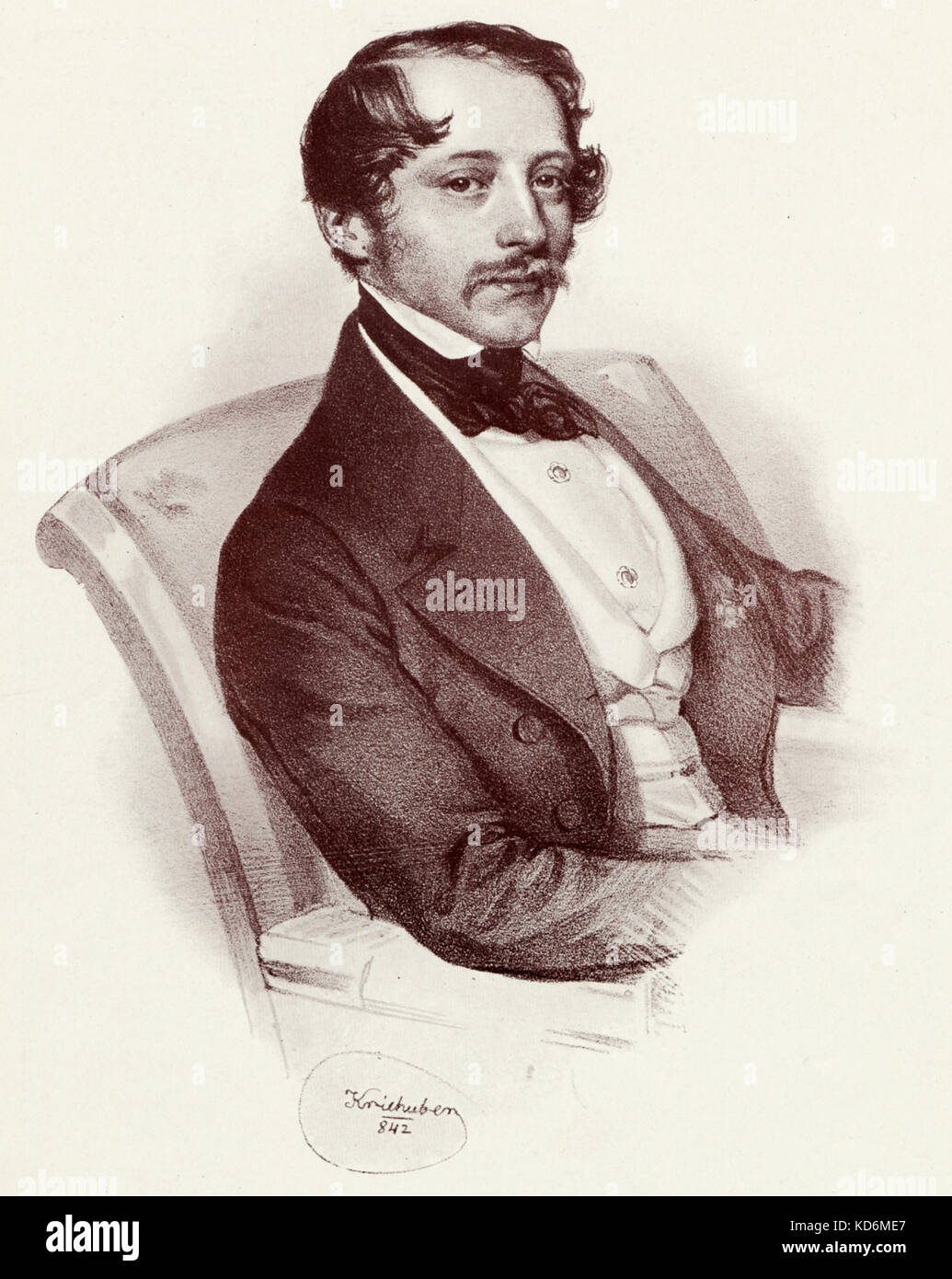 Otto Nicolai - portrait en 1842. Compositeur et chef d'orchestre de l'opéra allemand, 1810-1849. Lithographie de Kriehuber Banque D'Images